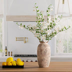 Ceramic Rustic Flower Vase, Large Farmhouse Vases Home Decor, 12.5" Tall Pottery Decorative Pampas Vase for Table Living Room Entryway Mantel Bookshelf Bedroom Bathroom Kitchen