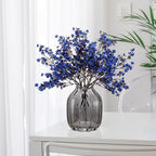 JAKY-Global Real Babys Breath Artificial Flowers Dark Blue 12 Bundle Vase Filler European Fake Silk Plants Decor Dresser Wedding Party Decoration Bouquets DIY Home Garden