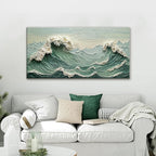 Sea Wave Abstract Green Wall Art For Living Room Artwork Canvas Art Wall Decor Painting Abstract Wall Decor Print Picture For Bedroom Office Hotel Home Wall Decoration 24 X 48 Inch