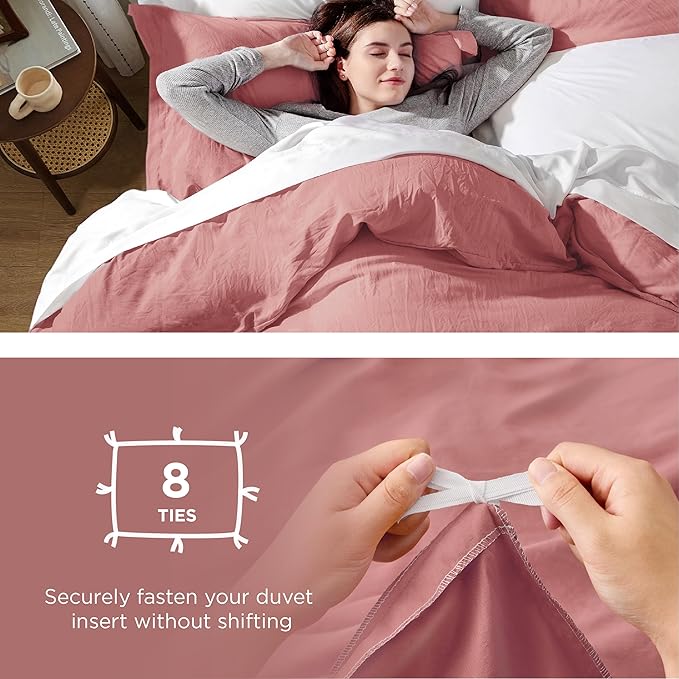 Bedsure Pink Clay Duvet Cover Twin/Twin XL Size - 2 Pieces Prewashed Polyester Extra Soft Bedding Set, Includes 1 Twin Duvet Cover 68''x90'' with Zipper Closure & 1 Pillow Sham, No Comforter