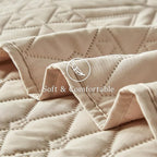 akkialla Twin Size Quilt Bedding Set,Beige Lightweight Microfiber Soft Bedspreads,Modern Style Geoetric Pattern Coverlet Set for All Seasons,2 Piece(1 Quilt,1Pillow Sham)