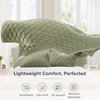 Comfort Spaces Queen Quilt Set Modern Reversible Ogee Coverlet Queen Bedding Set Cozy Quilted Winter Layer, All Season Lightweight Soft Queen Size Quilt, Kienna, Full/Queen Olive Green 3 Piece