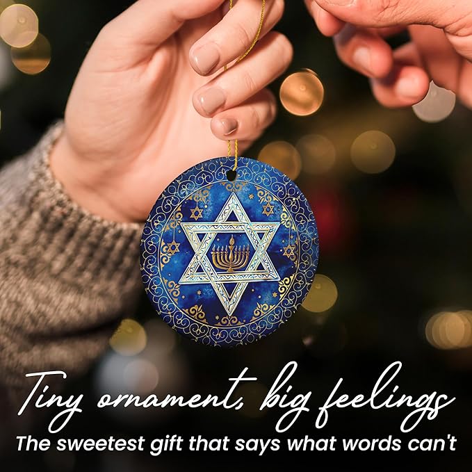 FLAGWIX Christmas Hanukkah Gifts for Men Women - Ceramic Christmas Ornaments 2025 for Tree - Hanukkah Decorations for Home, Spiritual Birthday Gifts for Mom Sister Friends, Jewish Gift Ideas
