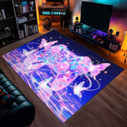 Dreamy Butterfly Rugs for Girls Bedroom Decor 3x5 ft Gamer Area Rug Non-Slip Gaming Floor Mat Purple-Pink Kids Rug Gaming Carpet for Girls Room,Dorms,Playroom & Apartment