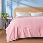 NEWCOSPLAY Super Soft King Blanket Pink Premium Silky Flannel Fleece Leaves Pattern Lightweight Bed Blanket All Season Use (Pink, King(90"x110"))