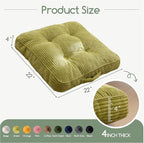 HIGOGOGO Washable Floor Pillow Cushion for Adults, Meditation Cushion Pillow, Large Square Floor Sitting, Removable Tufted Corduroy Cover, for Tatami Living Room or Yoga, 22x22 Inch, Machine Washable