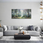 Art Hand Painted Green Forest Landscape Oil Painting Modern Abstract Art Home Wall Deco Art 24x48 inches