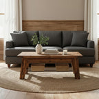 Durango 48-Inch Solid Wood Coffee Table with Storage Shelf Metal Accent – Industrial Farmhouse Living Room Table in Rustic Natural Finish by Alaterre Furniture