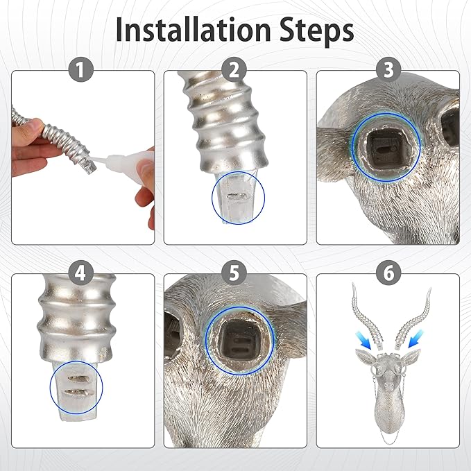UITWMKTG Silver Animal Head Wall Decor Modern Home Decor Resin Animal Sculptures Wall Mount Vintage Head Wall Art for Living Room Hanging Decoration Sheep