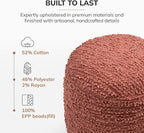 Anji Mountain 100% Handmade & Handcrafted Comfortable Home Décor Pouf Ottoman Footrest for Living Room, Bedroom, Nursery, Kidsroom, Patio Furniture - (22" x 22" x 17" - Terracotta)