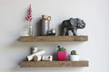 Urban Legacy Reclaimed Barnwood Planks | Floating Shelves for Wall w/Flush Mount Shelf Bracket Set Included | Set of 2 (Natural, 18" x 7" x 2")