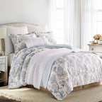 Levtex Home Ophelia Spa Reversible Twin Duvet Cover Set (68x88in) with 1 Pillowcase (26x20in) - Floral Bedding - Blue, Yellow, White - Rayon Twin Size Duvet Cover Set - Soft, Pre-Washed