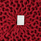 · REDEARTH · Round Pouf Ottoman - Hand Knitted Boho Poof Home Décor Pouffe Circular Footrest for Living Room - Bedroom - Lounge - 100% Cotton (19.5"x19.5"x14") - Red, Set of 2