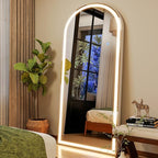 GLSLAND Arched LED Full Length Mirror - 65"x26" Full Body Standing Mirrors with Light for Bedroom/Cloakroom -Dimmable & 3 Color Lighting/Wall Mounted
