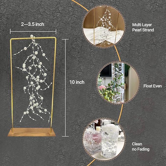 Pearl String for Floating Candles, 12set Pearl Vase Filler for Wedding Centerpieces (White)