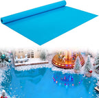 Wehhbtye 59'' x 15.7'' Christmas Village Ocean Display Mat, Christmas Village Miniature Ocean Mat, Xmas Villages PVC Pad Decoration for Holiday Mini Landscape Scene Accessories (Light Blue)