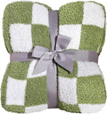 Panku Checkered Blanket, Ultra Soft Green Checkered Throw Blanket, Warm Fluffy Checkerboard Blanket for Couch and Sofa (50x60 Inches, Green)
