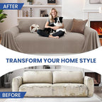 Pet Couch Cover for Dogs, 78"x102", Sofa Covers Washable Geometry, Loveseat Cover for 2 Cushion Sofa, Couch Covers for Sectional L-Shape, Non Slip Dog Furniture Protector, Khaki