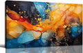 Abstract Canvas Wall Art Blue Orange Black Canvas Prints Modern Living Room Bedroom Home Office Wall Decor Framed Artwork Size 24x48
