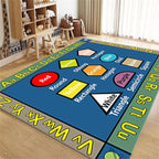 ABC Area Rug Educational Learning Rugs with Alphabet Math Graphics and Color Differentiation Patterns Kids Crawling Carpet with Non Slid Backing for Kitchen Bathroom Kindergarten Bedside, 5x8ft