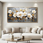 FUHAIHUA Wood Framed Canvas Wall Art For Living Room Large Wall Decor For Office Bedroom Decoration White Flower Pictures Farmhouse Painting Artwork Room Wall Mural Aesthetic Home Decor 30x60