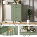 GarveeHome 5 Drawers Dresser for Bedroom, Fluted Dresser Chest of Drawers with Handle, Wood Modern Dressers for Closet, Bedroom Furniture Storage Organizer for Living Room, Hallway