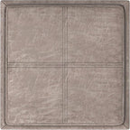 SIMPLIHOME Rockwood Cube Storage Ottoman with Tray - 17 inch Wide Upholstered Vegan Leather Square Storage Ottoman in Distressed Grey Taupe, Contemporary Cube Ottoman for Living Room with Serving Tray