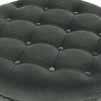 HomePop Home Decor | Large Button Tufted Velvet Round Storage Ottoman | Ottoman with Storage for Living Room & Bedroom, Loden Green Velvet, 28"