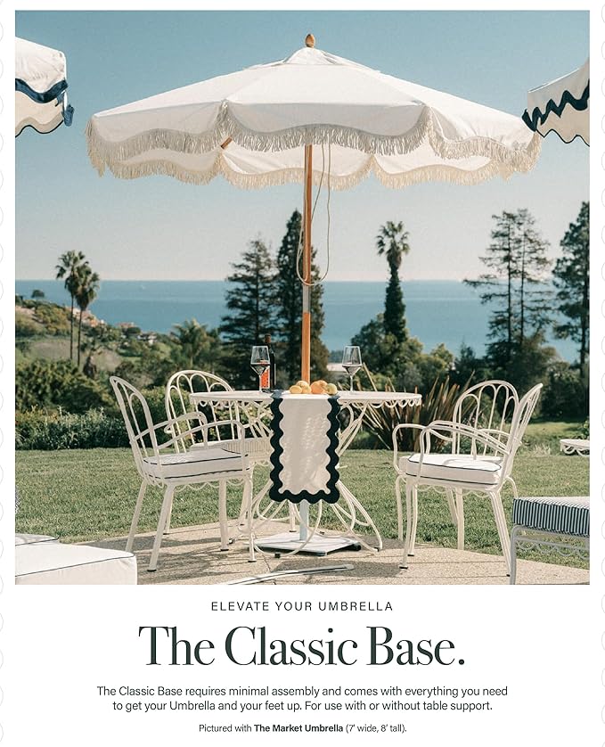 Business & Pleasure Co. Classic Patio Umbrella Base - Fits up to 6' Patio & Beach Umbrellas - Heavy Duty Square Metal Umbrella Stand Outdoor Base - White, 35 lbs