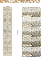 Runner Rug 2x10, Ultra-Thin Kitchen Rugs Non Slip Washable Rugs for Entryway Rug, Kitchen Runner Low Pile Vintage Soft Carpets for Living Room, Bathroom Bedroom (Brown/Beige,2'x10')