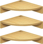 Fun Memories Corner Shelf Wall Mount, Wood Floating Corner Shelves, Corner Wall Shelf for Bedroom, Bathroom, Kitchen, Living Room (Oak, 3 Pack)