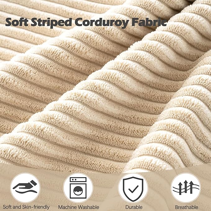 Sqodok Round Stuffed Pouf Ottoman for Foot Stools, 20"x 15" Corduroy Poufs Ottoman with Shredded Foam Filling, Washable Floor Poufs Foot Rest for Living Room Bedroom Home Decor and Office Chair