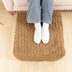 20x20x14 Inches Fluffy Square Pouf Ottoman - Plush Furry Ottoman Foot Rest Stool with High-Density Foam, Versatile Floor Seating for Living Room (Coffee)