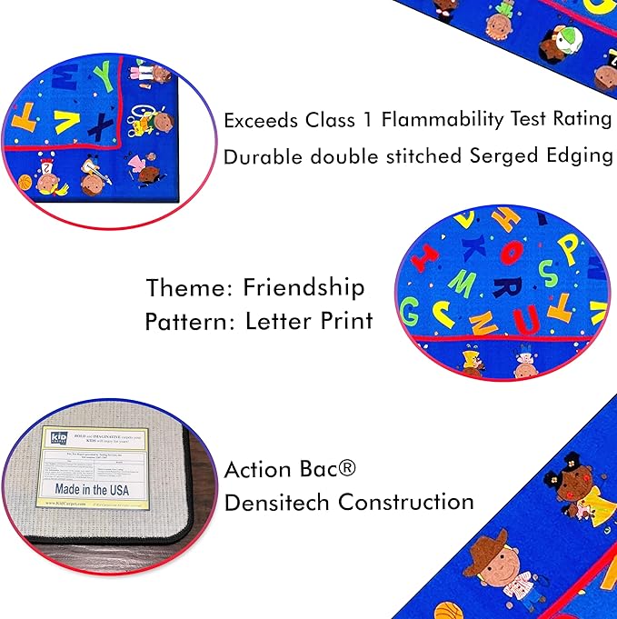 KIDCARPET.COM Friends Together Rectangle Classroom Rug | Bordered Area Rug for Preschool Daycare Learning, 7'6" x 12'