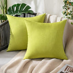 MIULEE Pack of 2 Decorative Outdoor Solid Waterproof Throw Pillow Covers Spring Faux Linen Garden Farmhouse Cushion Cases for Summer Patio Tent Balcony Couch Sofa 16x16 Inch Green