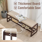 Uniclinens Wooden Shoe Rack Bench, End of Bed Bench Bedroom, Entryway Bench with Cushion 2-Tier, Long Shoe Storage Bench for Hallway Living Room (Walnut, 47.2'')