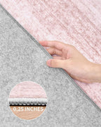 Art&Tuft Non-Slip Runner Rug - 2x6 Runner Rug Washable Low-Pile Rugs Runners, Soft Distressed Carpet Runner for Bedroom Bathroom Kitchen Laundry Living Room, Lightpink
