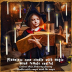 20PCS Floating Candles with Wand, Magic Hanging Candles, Flickering Warm Light LED Taper Flameless Candles with Wand Remote, Battery Operated Window Candle for Halloween Decorations Best Gift