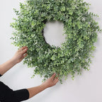 26'' Eucalyptus Wreath for Front Door - Large Artificial Eucalyptus Leaves with White Seeds Greenery Outdoor Wreath for Porch,Window,Farmhouse,Home,Hanging Decor- Spring, Summer, All Seasons (Green) ﻿