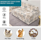 KRFOONN 4 Piece Stretch Sofa Couch Covers for 3 Cushion Couches Printed Sofa Slipcover with 3 Separate Seat Cushion Covers Washable Sofa Slip Covers Furniture Protector for Pets Kids (Large, 26)