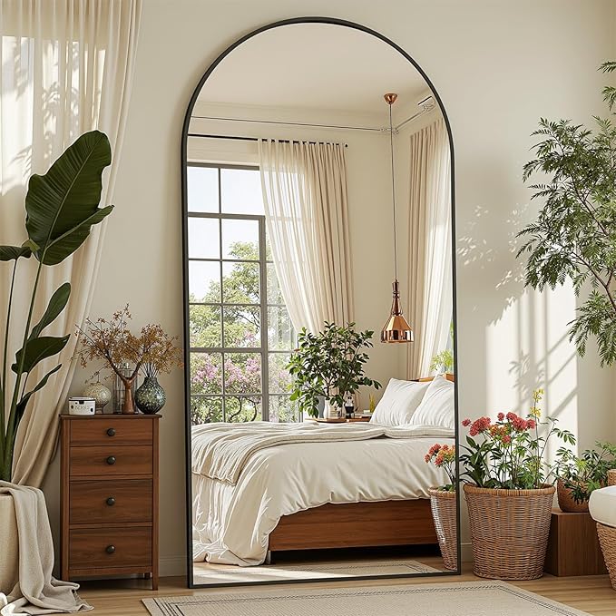 Suidia Arched Full Length Mirror, 78"x38" Floor Mirror Freestanding, Floor Standing Full Body Mirror with Stand for Bedroom, Hanging Leaning Mounted for Living Room Cloakroom, Black