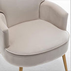 Trendy Velvet Accent Chair with Gold Metal Legs, Upholstered Armchair for Small to Mid-Size Spaces, Modern Living Room, Bedroom, Vanity Desk and Entryway, Ivory
