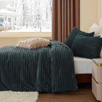 BEDELITE Fleece King Comforter Set -Super Soft & Warm Fluffy Dark Grey Bedding, Luxury Fuzzy Heavy Bed Set for Winter with 2 Pillow Cases