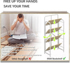 4NM No Assembly Folding Bookshelf, 4 Tiers Collapsible Book Shelves Open Industrial Foldable Storage Bookcase Shelf for Bedroom, Living Room, Home Office - Natural and White