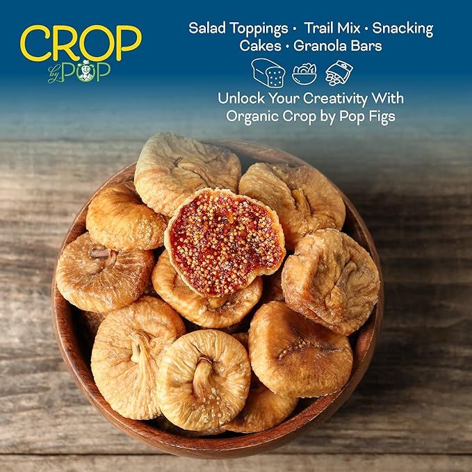 CROP BY POP - Organic Sun-Dried Turkish Smyrna White Figs (Higos, Anjeer) - No Sugar Added, Unsulphured (16oz, 1 LB) Tu Bishvat Favorite - Sweet Healthy Snack, USDA Organic, Non GMO, Vegan, Resealable Bag