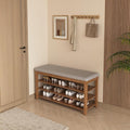 Rubber Wood Shoe Bench with Storage, Flip-Top Soft-Close Lid, Adjustable Shelves, Cushioned Entryway Shoe Rack Organizer, 39.4''