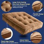 Floor Pillow Set of 2, Memory Foam Meditation Cushion, Floor Cushions for Adults Sitting, Large Square Seat Cushions for Yoga, Couch, Sofa, Kids, Living Room, 20x20 Inch (Brown)