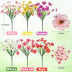 MACTING Artificial Spring Flowers for Outdoors 6 Bundles Fake Flowers UV Resistant Faux Plastic Plants No Fade for Planters Window Box Patio Porch Garden Yard Indoor Outside Decorations(Mix Color-1)