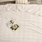 Oversized King Fleece Blanket 120x120 Inches, Seamless Soft Cozy 3D Jacquard Flannel Blanket 10'x10' Extra Large for Bed, Sofa, Couch, Travel & Camping, California King Throw, Beige