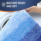 OLANLY Bathroom Rug Set 2 Piece, Soft Absorbent Microfiber Bath Mats and U-Shaped Contour Toilet Rug, Non-Slip, Machine Wash Dry, Shaggy Bath Mats for Bathroom (30"x20"+24"x20", Light Royal Blue)
